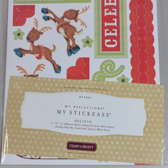 Close to My Heart Reflections Stickease X7145C Believe Christmas Santa Elves NEW - Picture 2 of 5